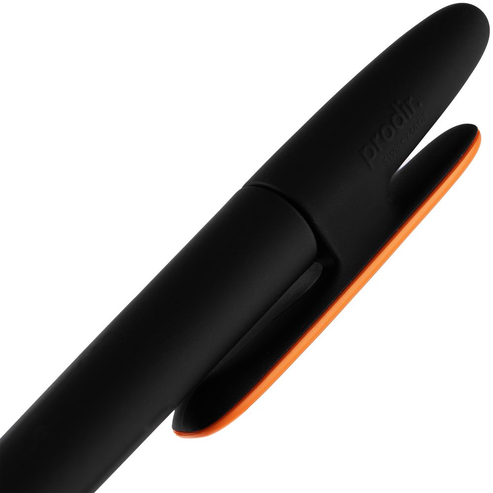 Ручка шариковая Prodir DS5 TRR-P Soft Touch, черная с оранжевым — фото 1