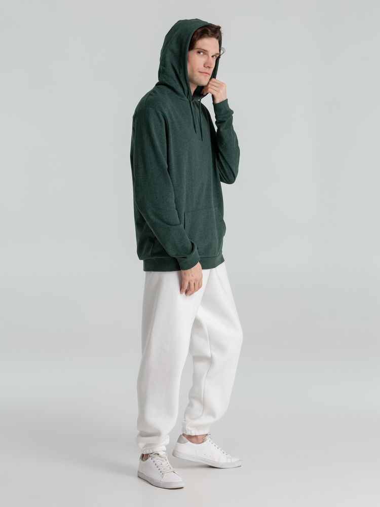 Толстовка с капюшоном унисекс Hoodie, темно-зеленый меланж — фото 8