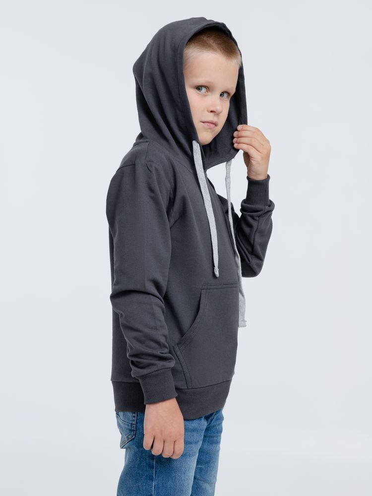 Толстовка с капюшоном детская Kirenga Kids, темно-серая (графит) — фото 7