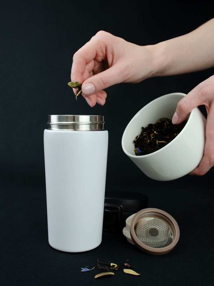 Термостакан с ситечком No Leak Infuser, белый — фото 9