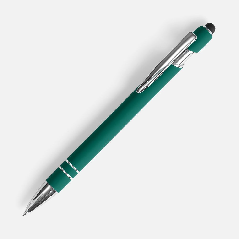 Ручка шариковая Pointer Soft Touch со стилусом, зеленая — фото 1