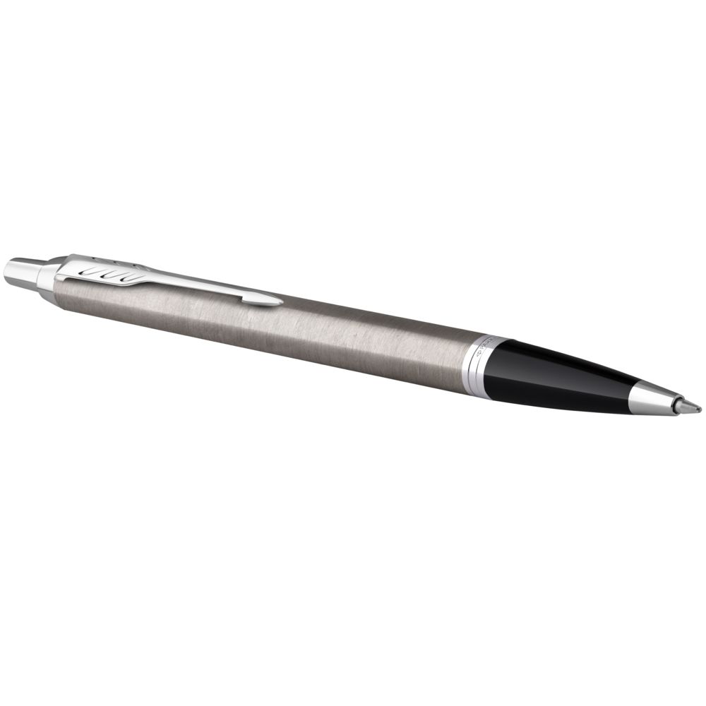 Ручка шариковая Parker IM Essential Stainless Steel CT, серебристая с черным — фото 1