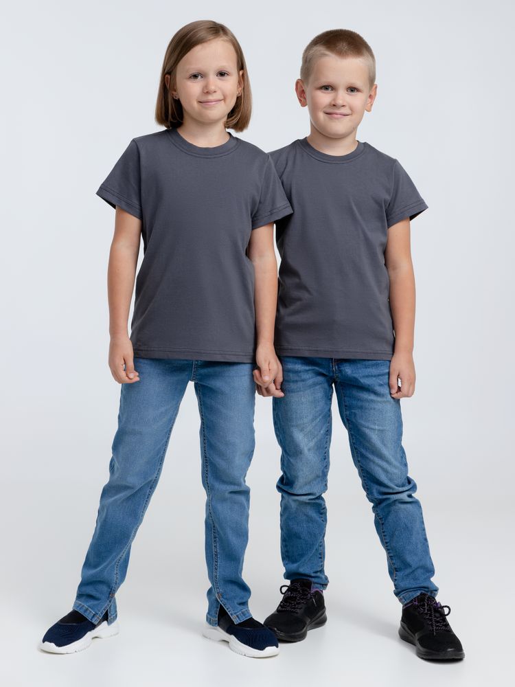 Футболка детская T-Bolka Kids, темно-серая (графит) — фото 3