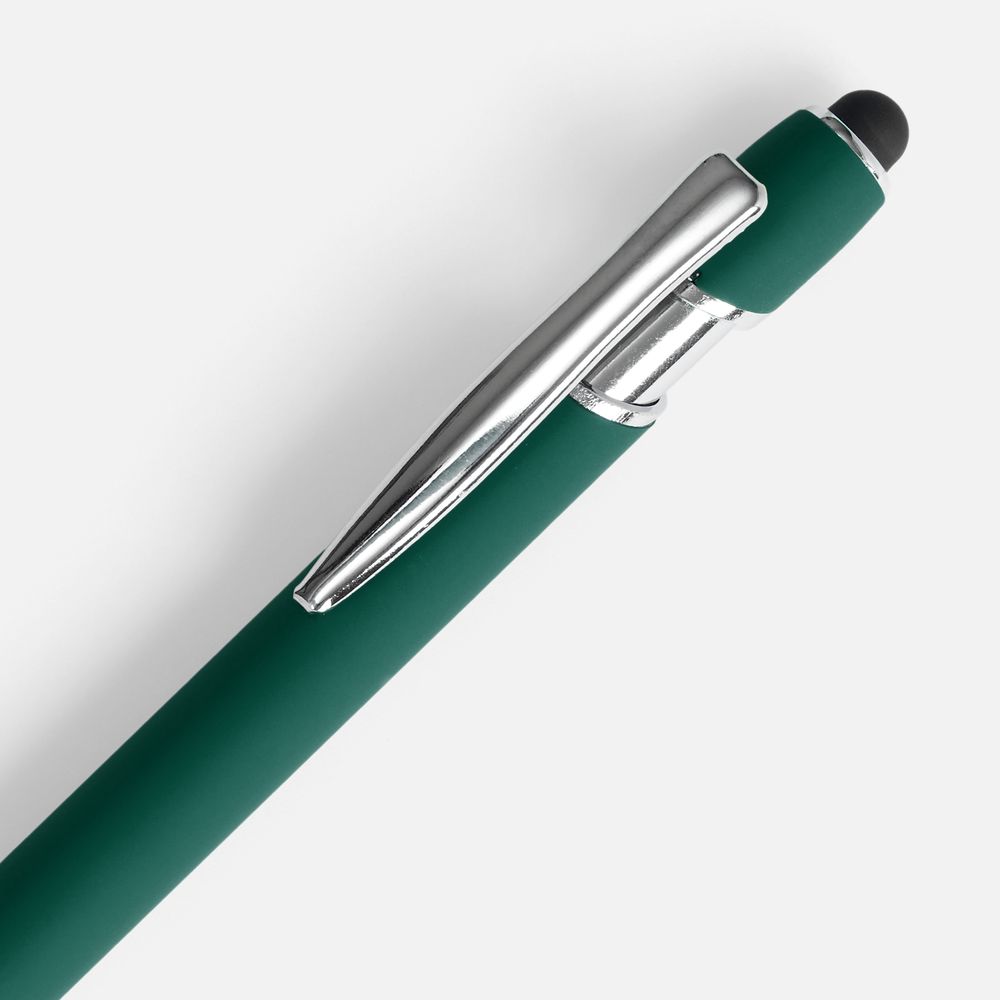 Ручка шариковая Pointer Soft Touch со стилусом, зеленая — фото 2