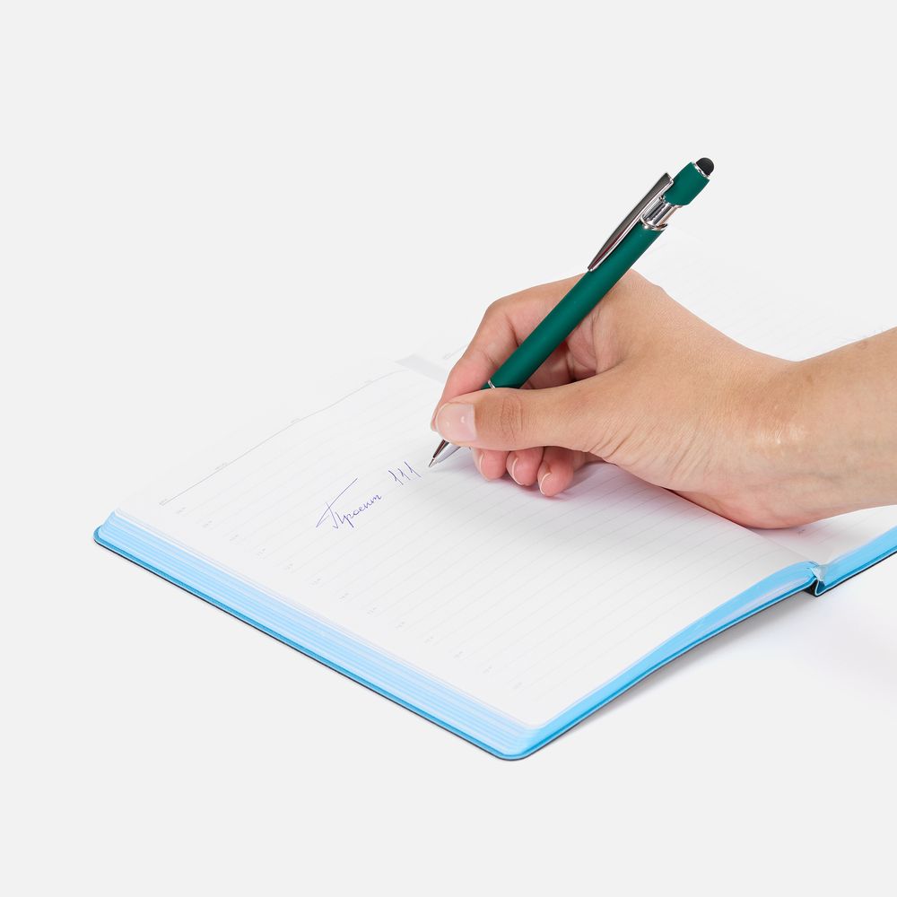 Ручка шариковая Pointer Soft Touch со стилусом, зеленая — фото 3