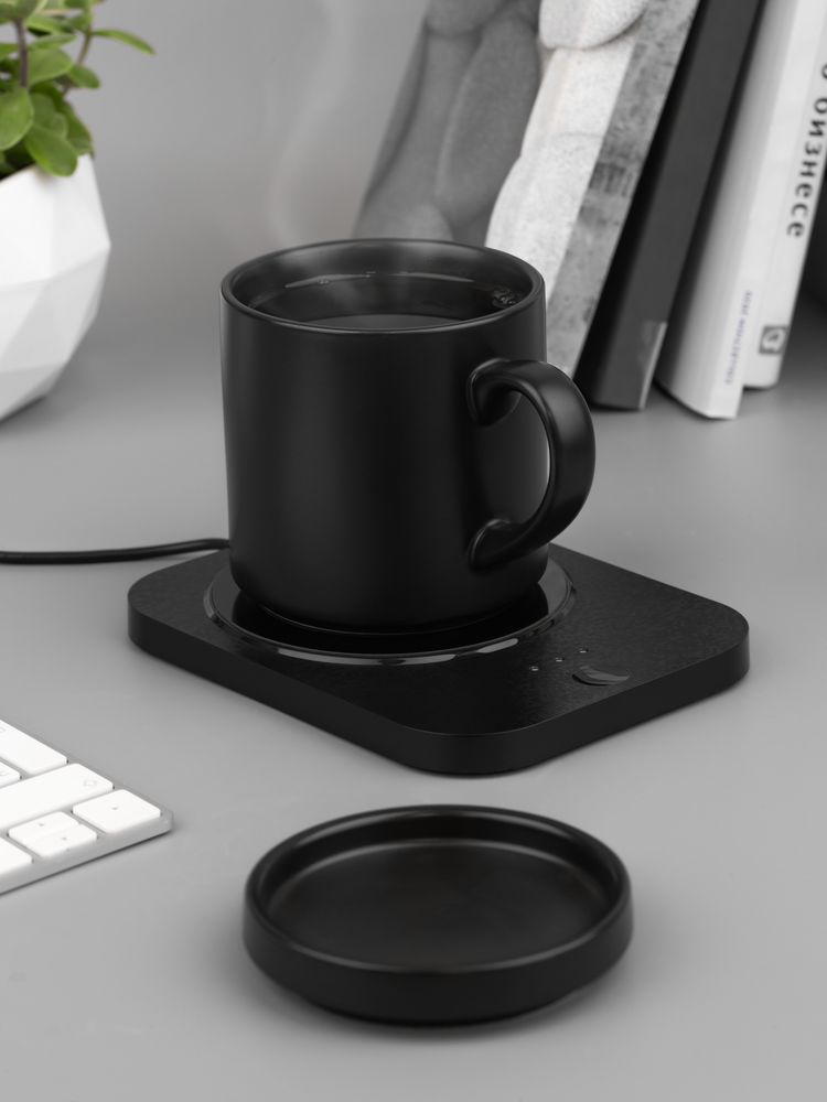Кружка с подогревом и беспроводной зарядкой dualBase plus, черная — фото 1