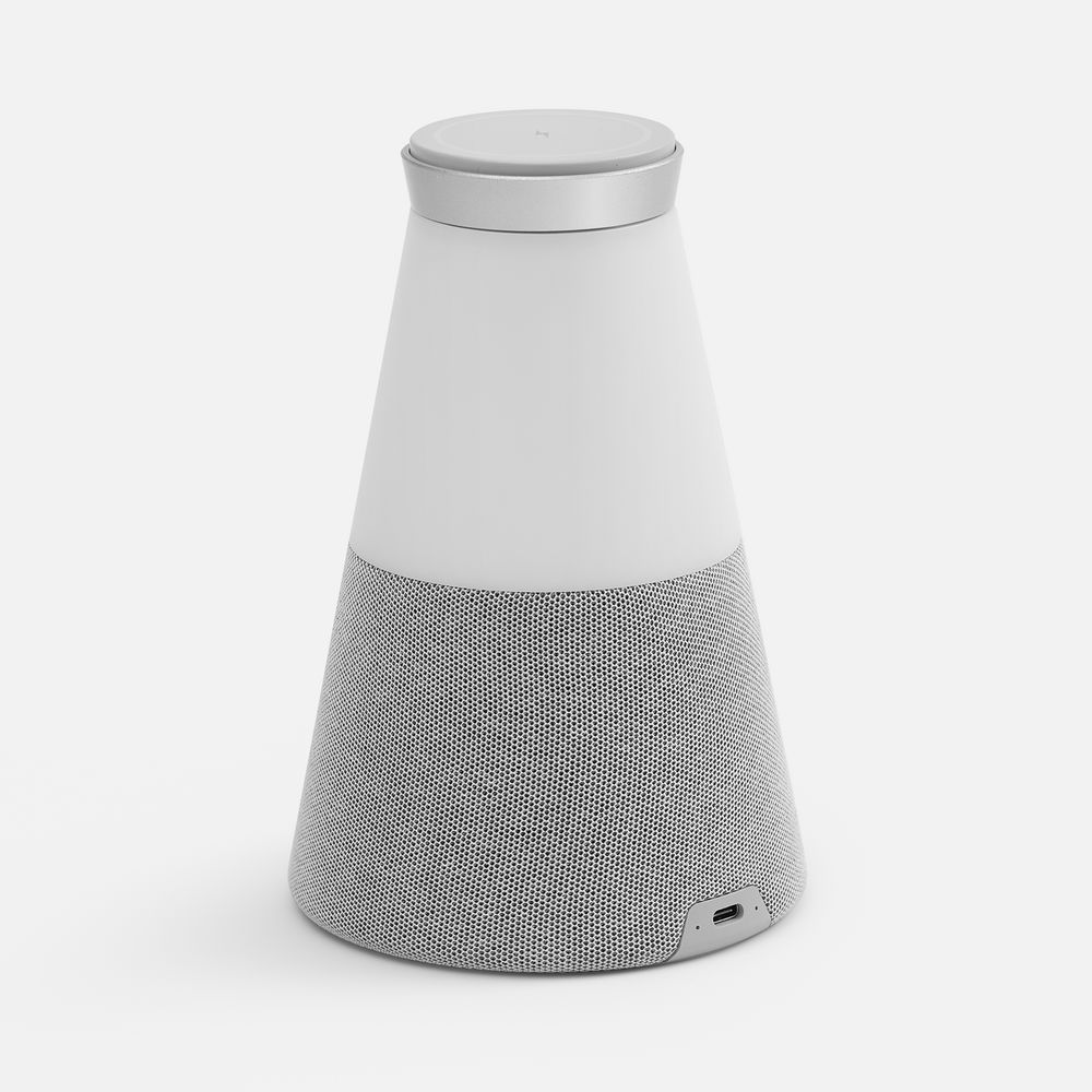 Bluetooth-колонка с беспроводной зарядкой и подсветкой Cone Sonance, серая — фото 2