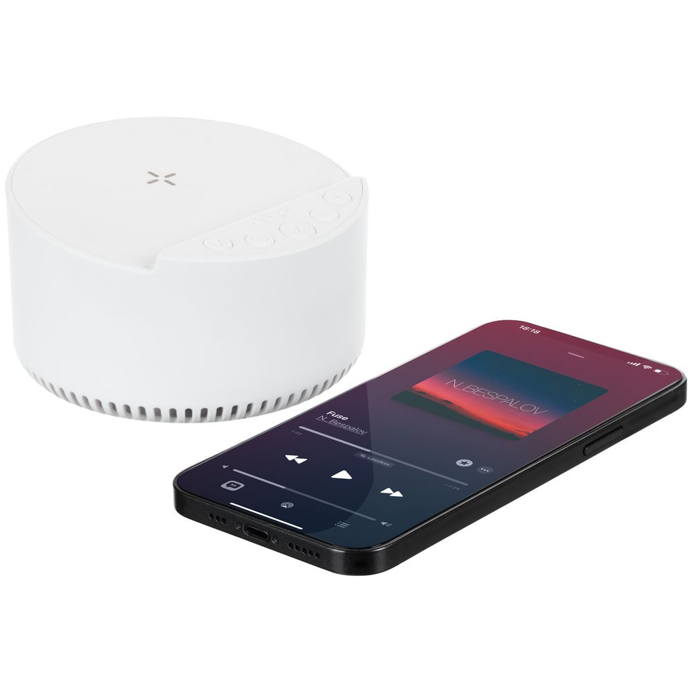 Bluetooth-колонка с беспроводной зарядкой relaxTime, белая — фото 1