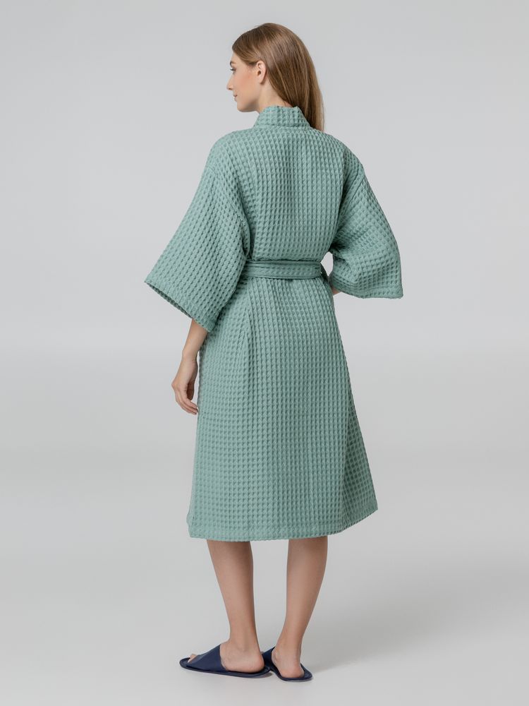 Халат вафельный женский Boho Kimono, зеленая мята — фото 5