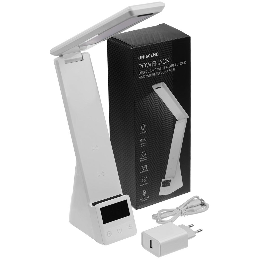 Лампа с беспроводной зарядкой смартфона и часов Powerack, белая — фото 7
