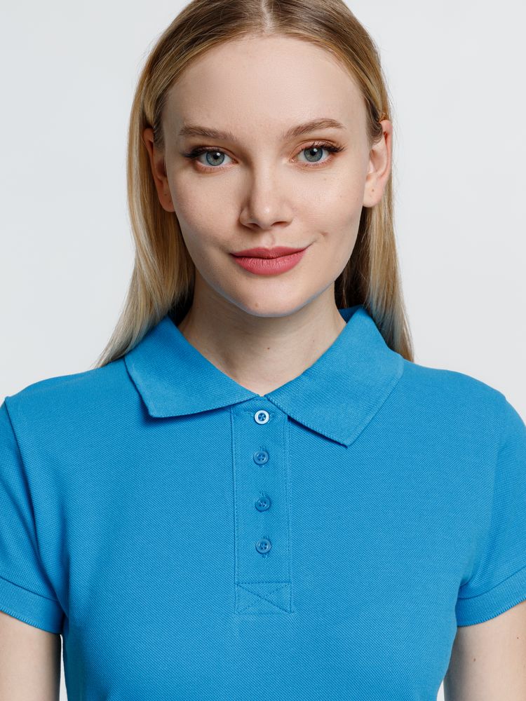Рубашка поло женская Virma Premium Lady, бирюзовая — фото 3