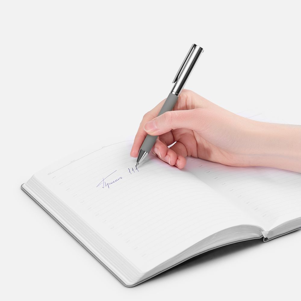 Ручка шариковая Eyeshot Soft Touch, серая — фото 1