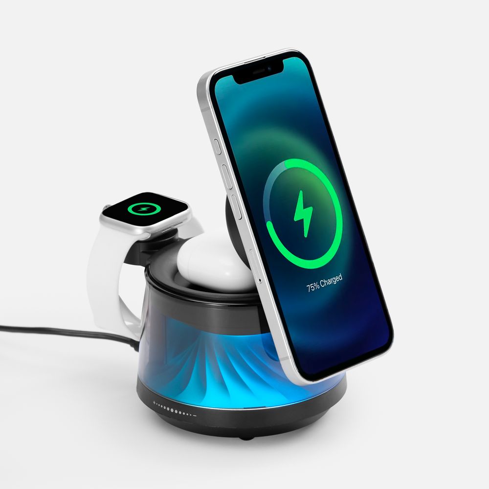 Bluetooth-колонка с подсветкой и беспроводной зарядкой Quantium, черная — фото 7