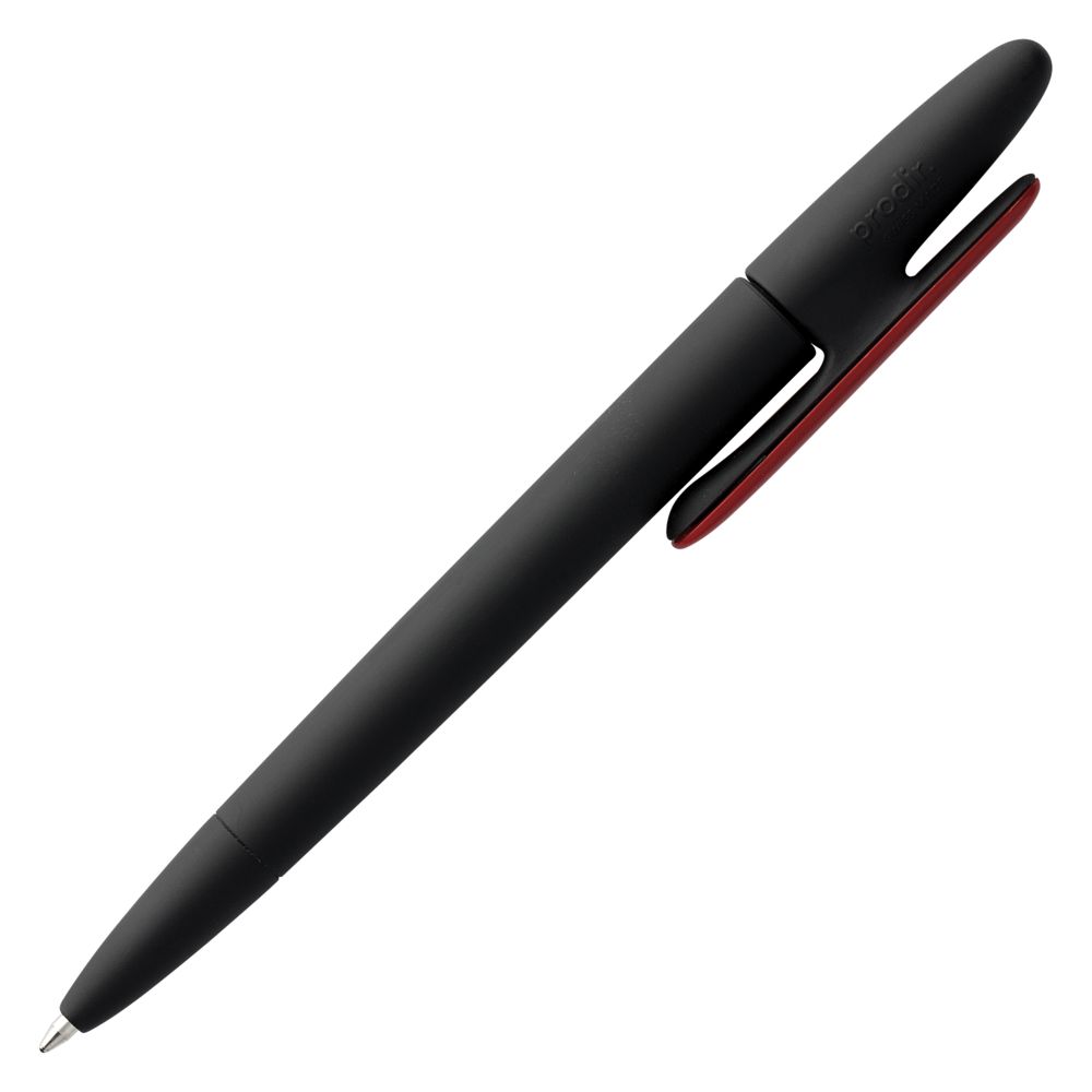 Ручка шариковая Prodir DS5 TRR-P Soft Touch, черная с красным — фото 2