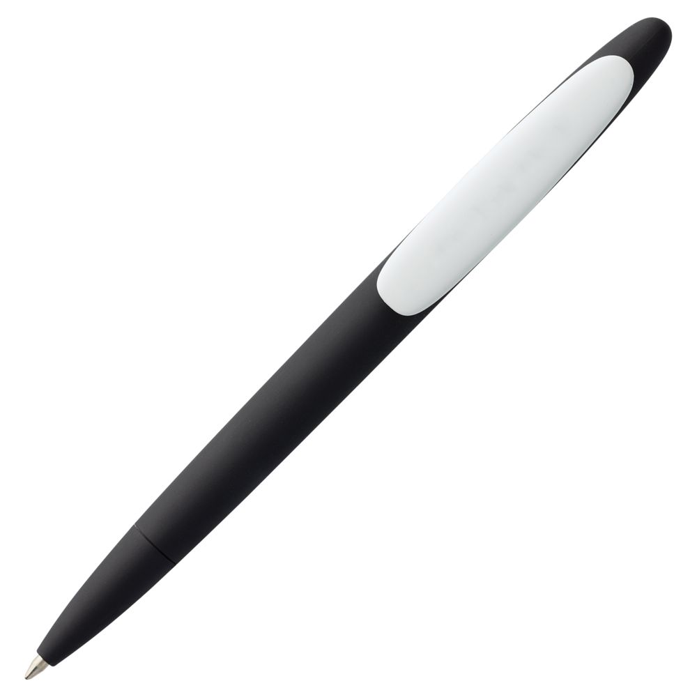 Ручка шариковая Prodir DS5 TRR-P Soft Touch, черная с белым — фото 3