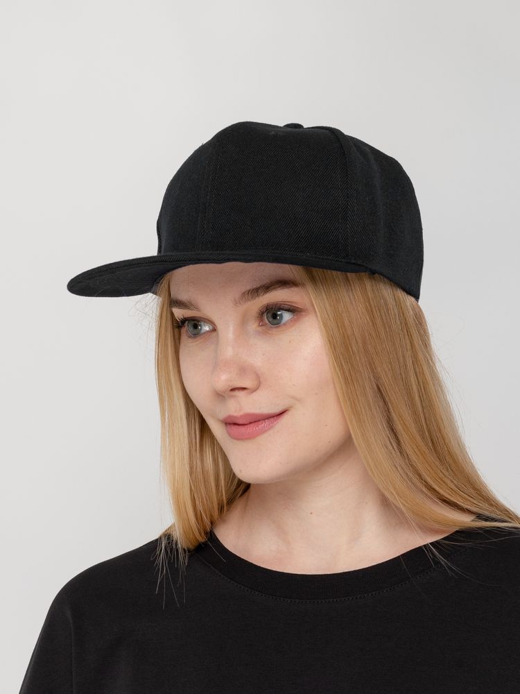Бейсболка Snapback с прямым козырьком, черная — фото 2