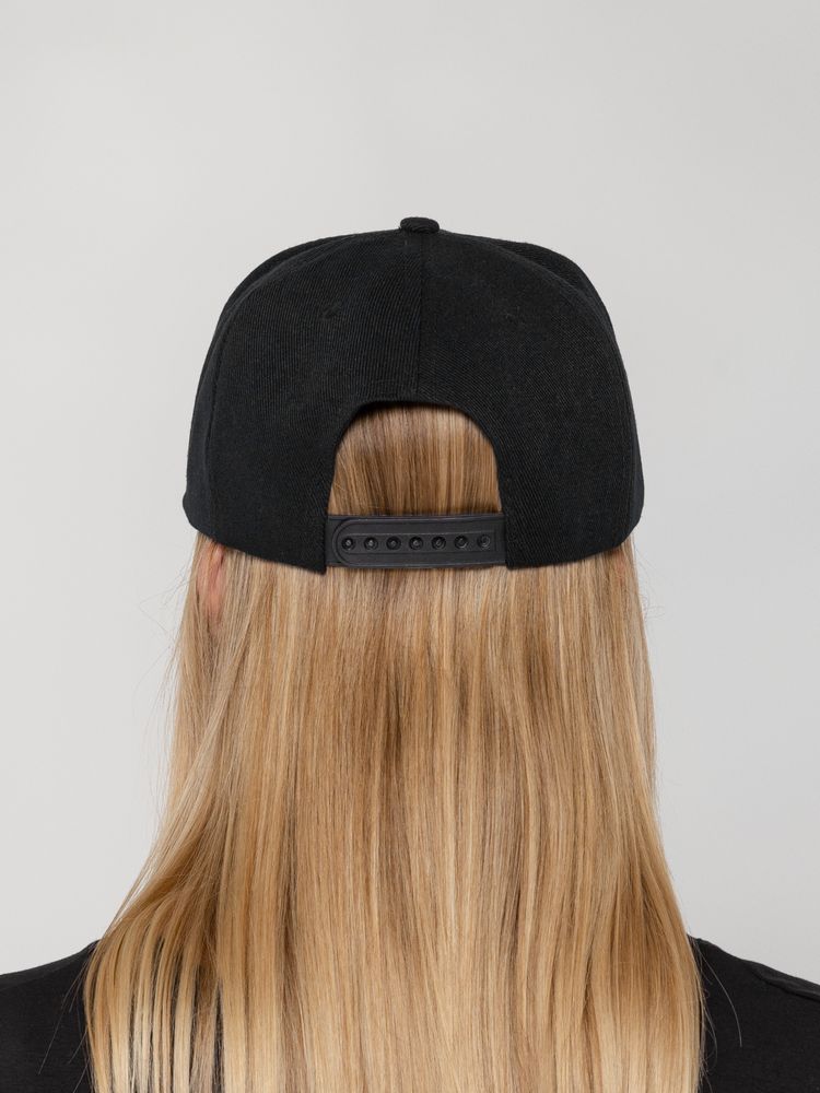 Бейсболка Snapback с прямым козырьком, черная — фото 3