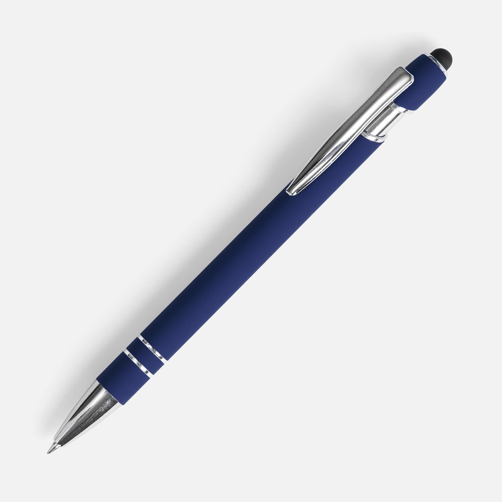Ручка шариковая Pointer Soft Touch со стилусом, темно-синяя — фото 5