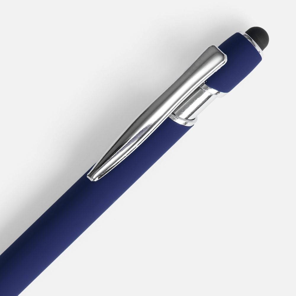 Ручка шариковая Pointer Soft Touch со стилусом, темно-синяя — фото 2