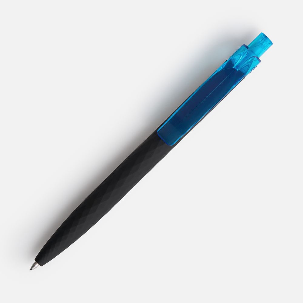 Ручка шариковая Prodir QS01 PRT-T Soft Touch, черная с голубым — фото 1