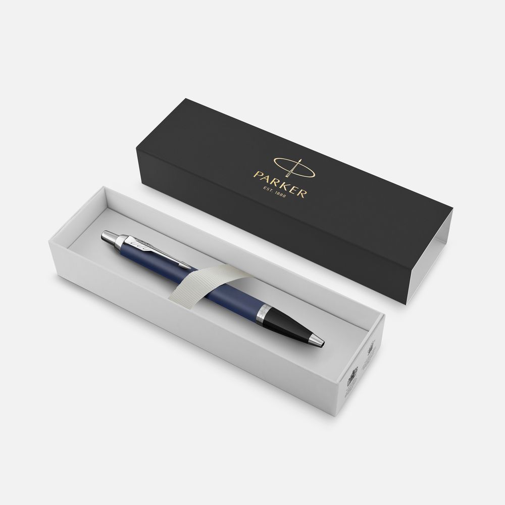 Ручка шариковая Parker IM Core Matte Blue CT, темно-синяя с черным — фото 1