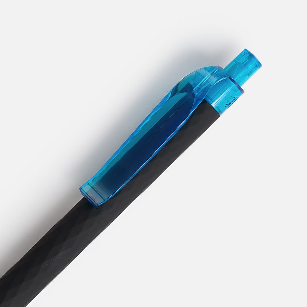 Ручка шариковая Prodir QS01 PRT-T Soft Touch, черная с голубым — фото 3