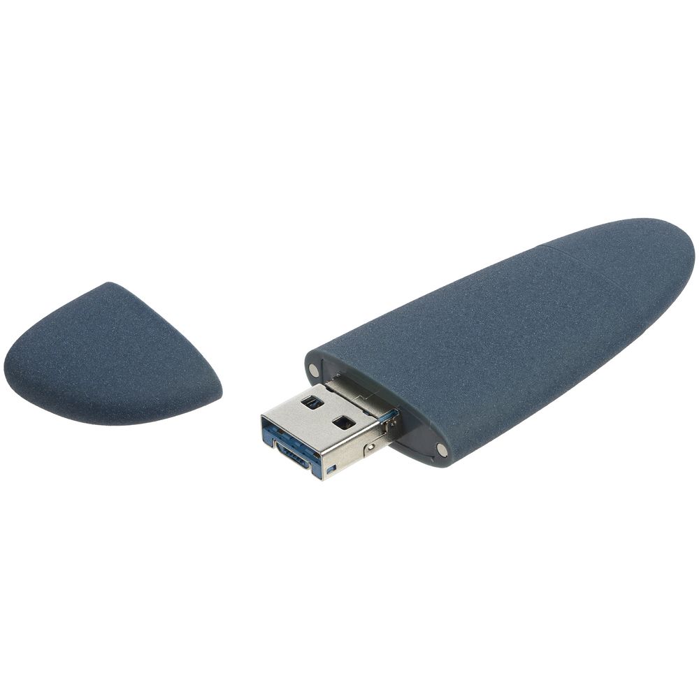 Флешка Pebble Universal, USB 3.0, серо-синяя, 32 Гб — фото 4