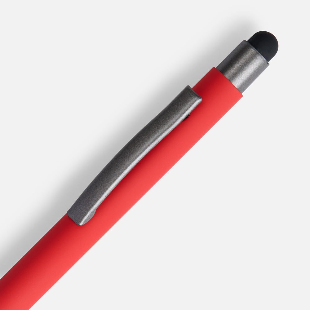Ручка шариковая Atento Soft Touch со стилусом, красная — фото 2