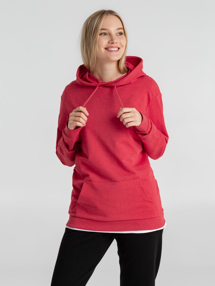 Толстовка с капюшоном унисекс Hoodie, красный меланж — фото 6