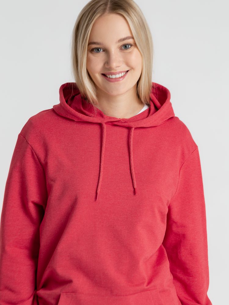 Толстовка с капюшоном унисекс Hoodie, красный меланж — фото 7