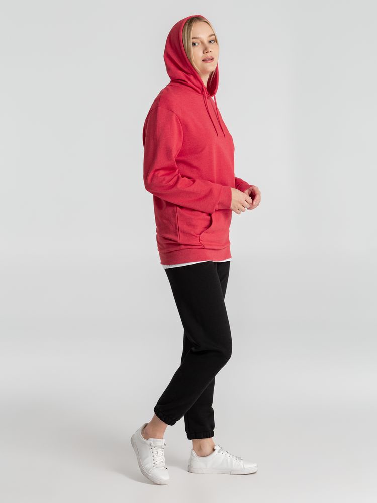 Толстовка с капюшоном унисекс Hoodie, красный меланж — фото 8