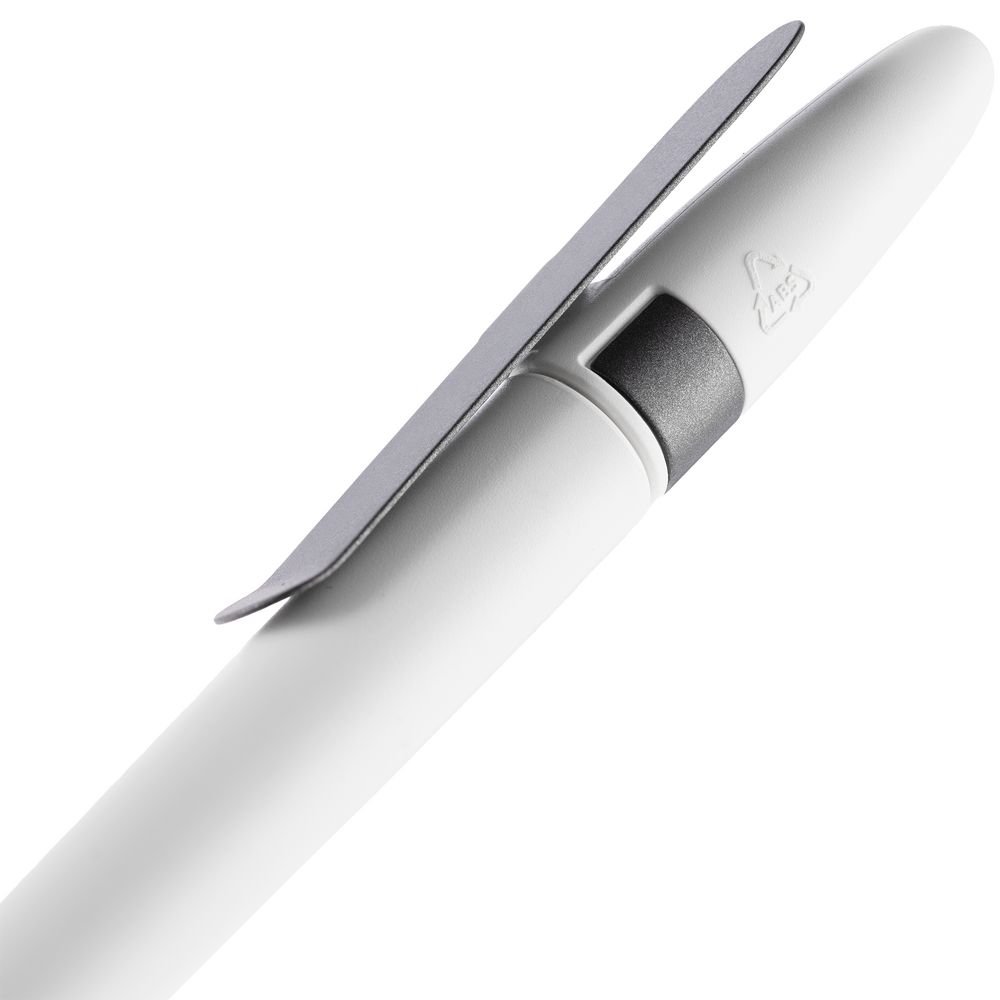 Ручка шариковая Prodir DS5 TSM Metal Clip, белая с серым — фото 2