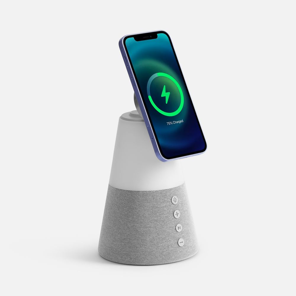 Bluetooth-колонка с беспроводной зарядкой и подсветкой Cone Sonance, серая — фото 8
