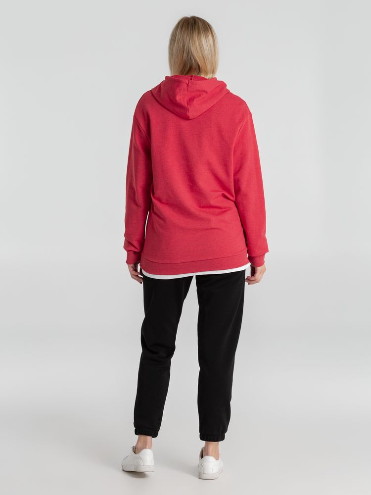 Толстовка с капюшоном унисекс Hoodie, красный меланж — фото 9
