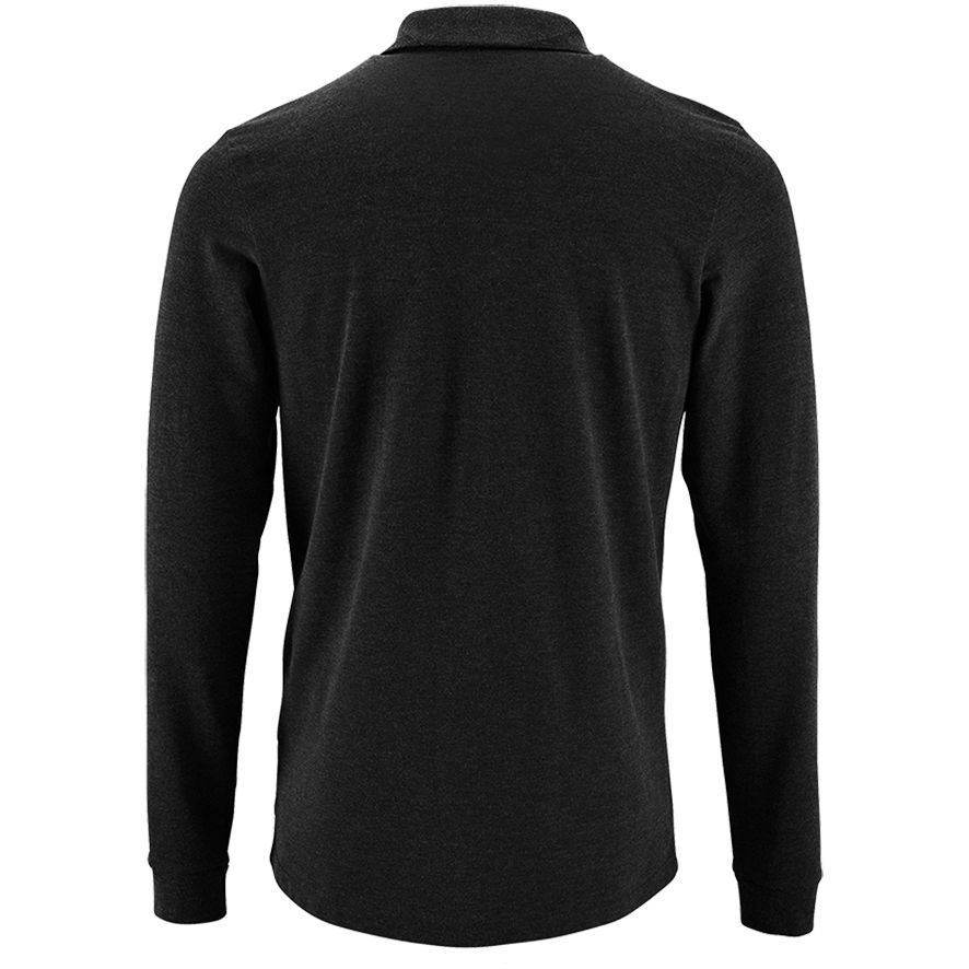 Рубашка поло мужская с длинным рукавом Perfect LSL Men, черный меланж — фото 1