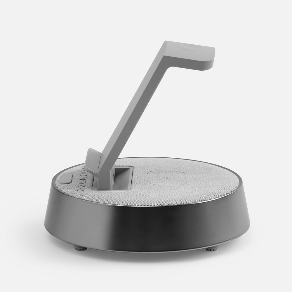 Bluetooth-колонка с беспроводной зарядкой и часами netEnergy, серая — фото 5