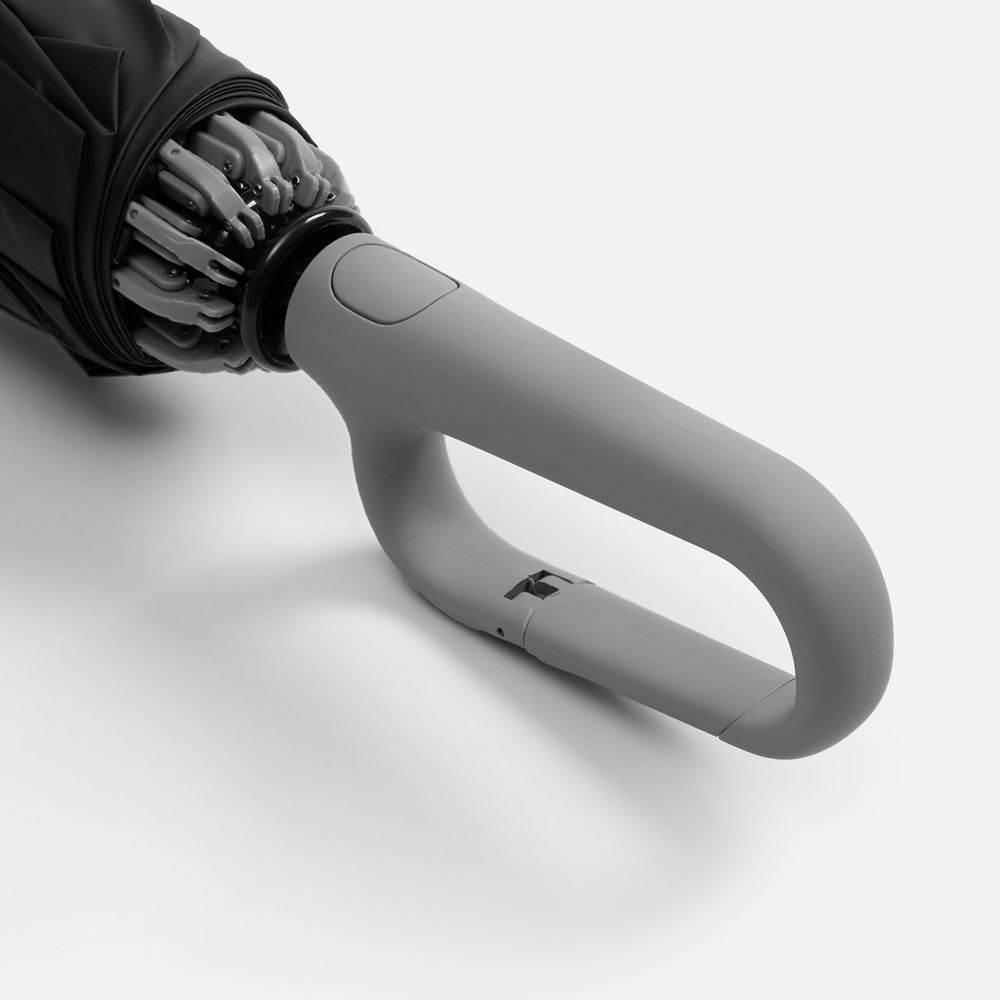 Зонт обратного сложения с ручкой-карабином Foldberry, серый — фото 5