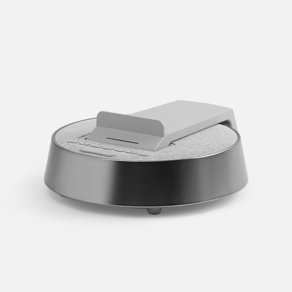 Bluetooth-колонка с беспроводной зарядкой и часами netEnergy, серая — фото 6