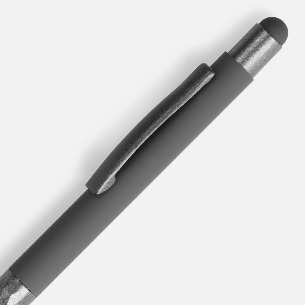 Ручка шариковая Digit Soft Touch со стилусом, серая — фото 2