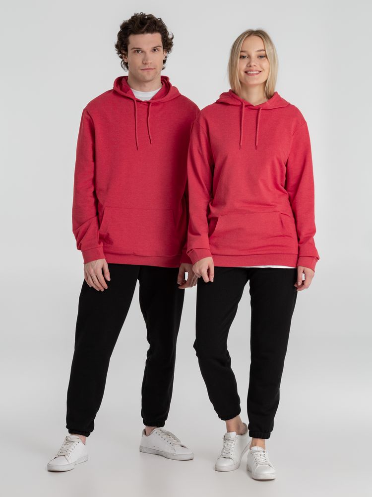 Толстовка с капюшоном унисекс Hoodie, красный меланж — фото 11