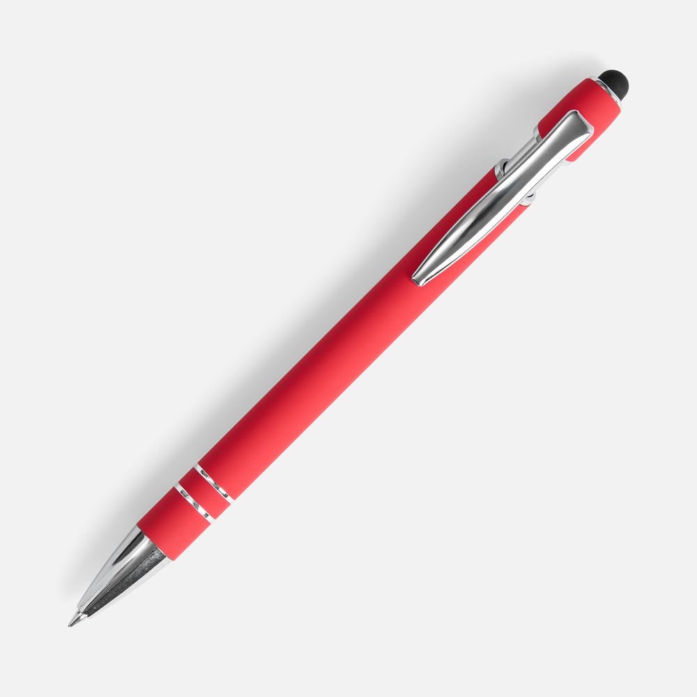 Ручка шариковая Pointer Soft Touch со стилусом, красная — фото 1