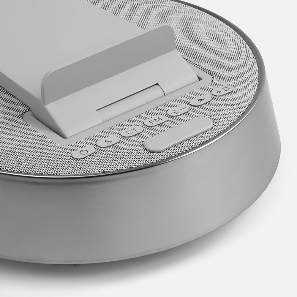 Bluetooth-колонка с беспроводной зарядкой и часами netEnergy, серая — фото 7