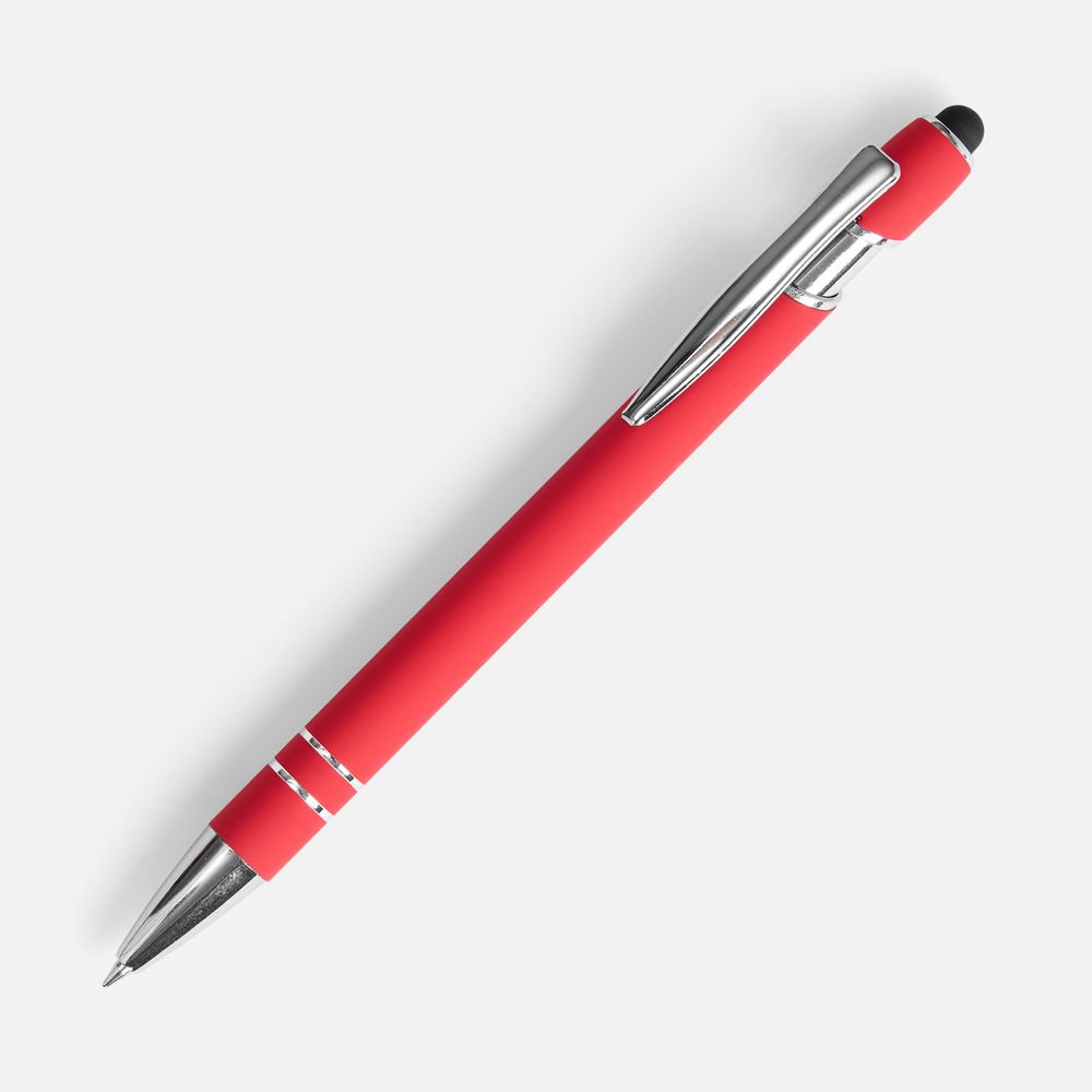 Ручка шариковая Pointer Soft Touch со стилусом, красная — фото 5