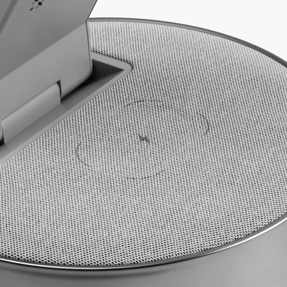 Bluetooth-колонка с беспроводной зарядкой и часами netEnergy, серая — фото 8