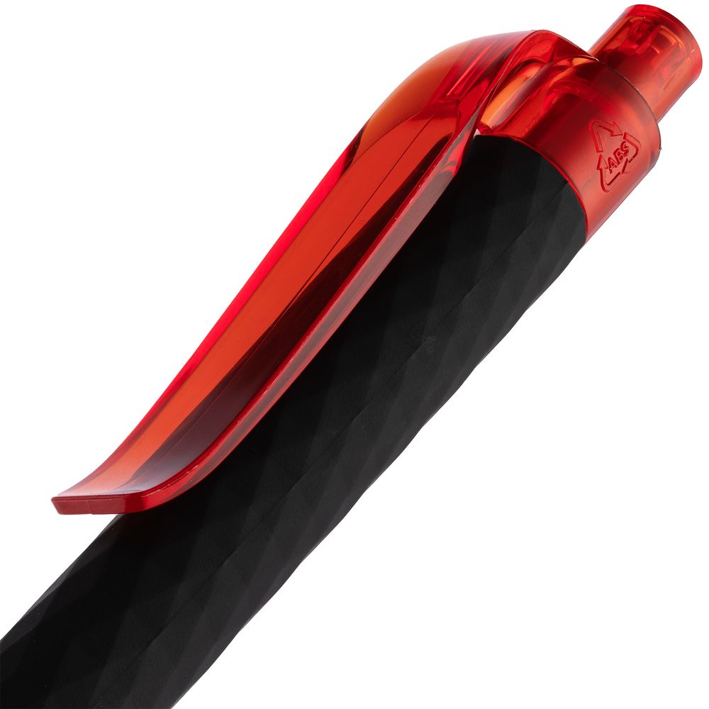 Ручка шариковая Prodir QS01 PRT-T Soft Touch, черная с красным — фото 2