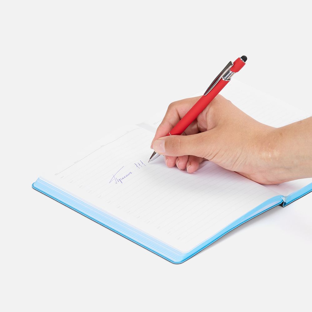 Ручка шариковая Pointer Soft Touch со стилусом, красная — фото 3