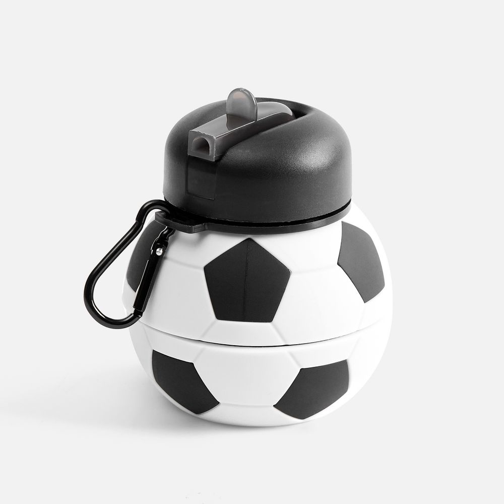 Складная бутылка для воды Football Flex, белая с черным — фото 3