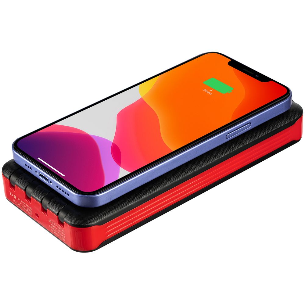 Аккумулятор с беспроводной зарядкой Holiday Maker Wireless, 10000 мАч, красный — фото 6