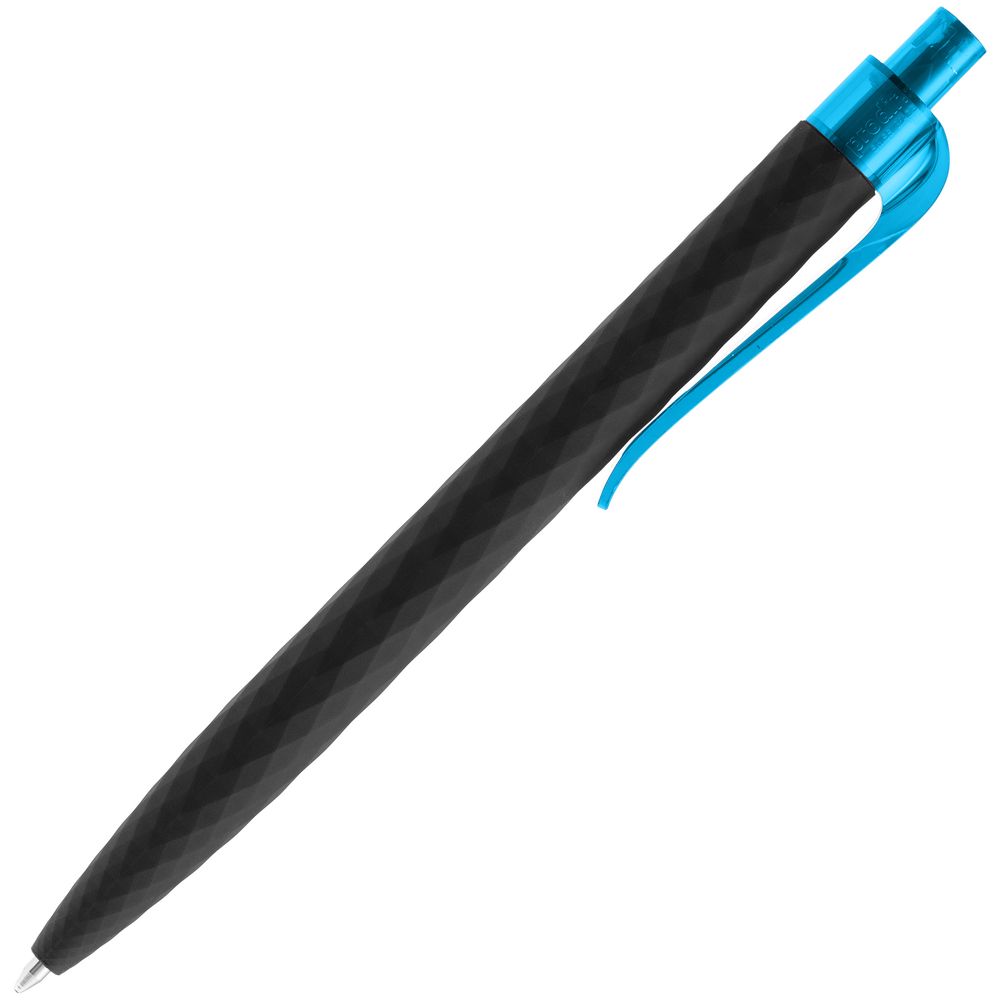 Ручка шариковая Prodir QS01 PRT-T Soft Touch, черная с голубым — фото 1