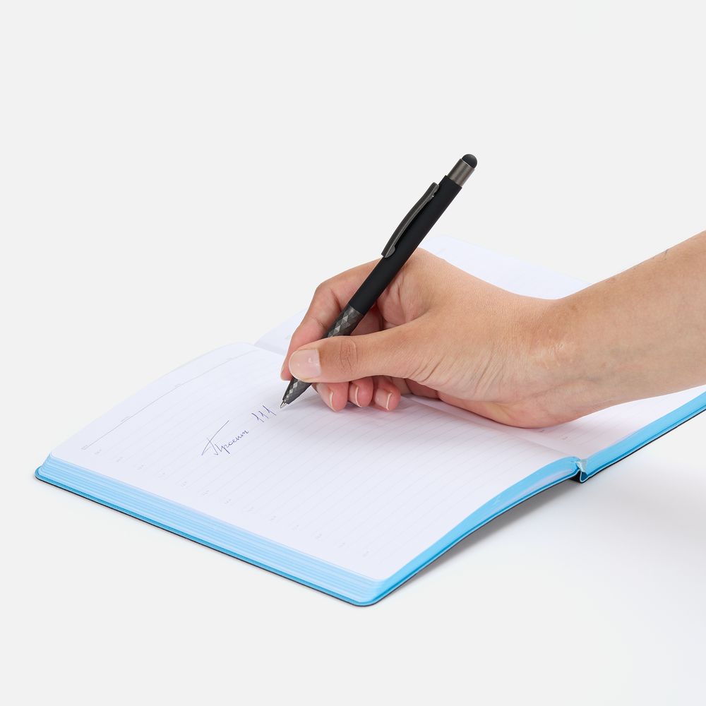 Ручка шариковая Digit Soft Touch со стилусом, черная — фото 3